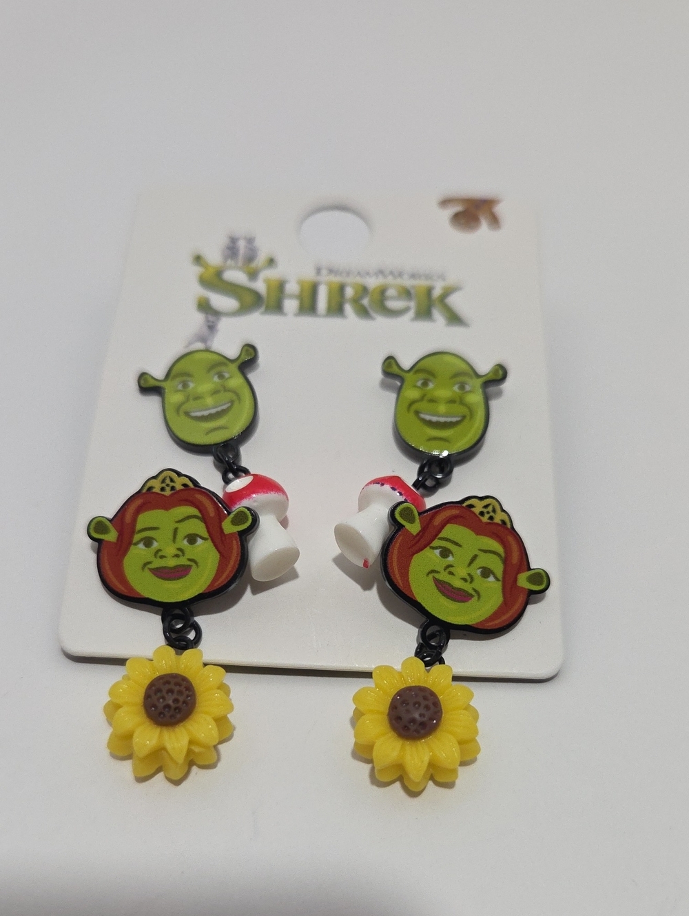 Shrek And  Fiona Sunflower Drop Earrings